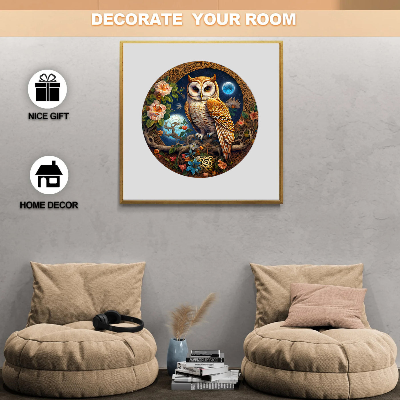 Moon Night Owl Wooden Jigsaw Puzzle