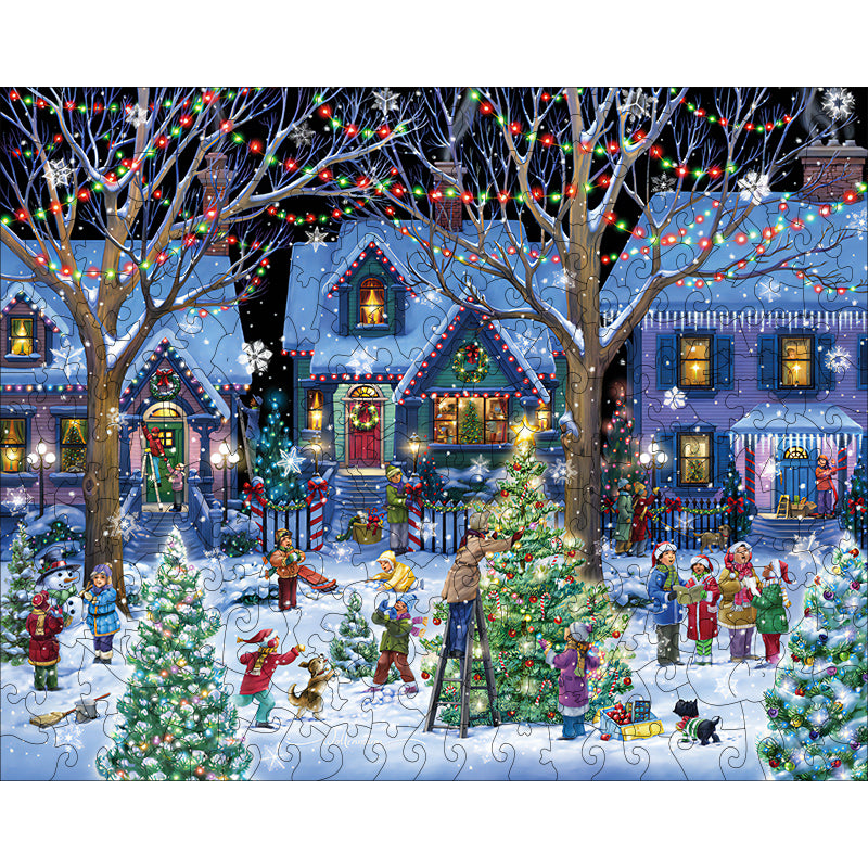 Christmas lights Wooden Jigsaw Puzzle