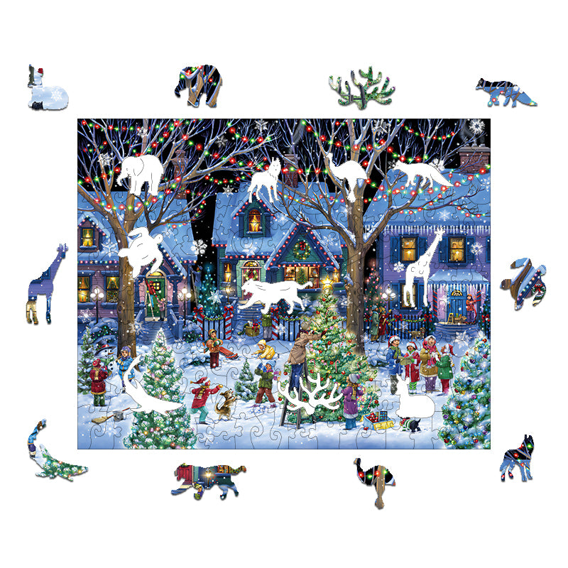 Christmas lights Wooden Jigsaw Puzzle