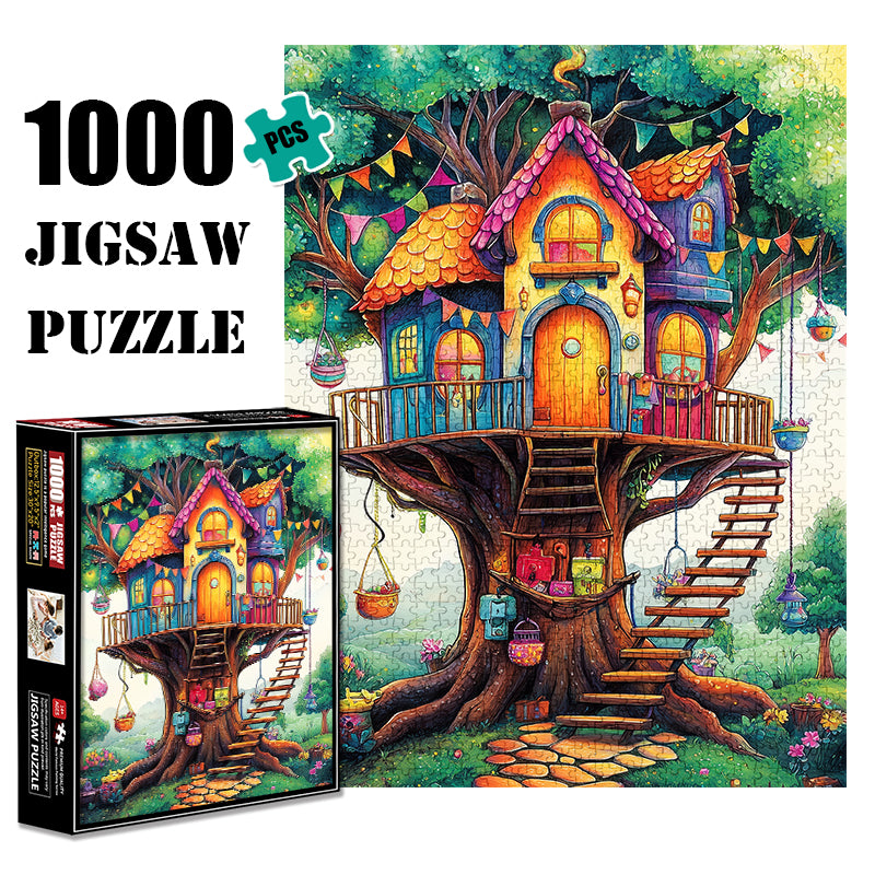 Colorful Tree House 1000 Piece Jigsaw Puzzle for Adults