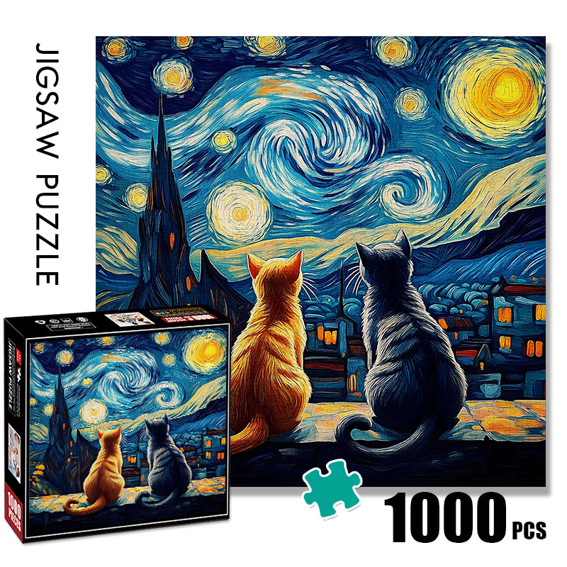 Starry Sky Couple Cat Jigsaw Puzzle 1000 Pieces