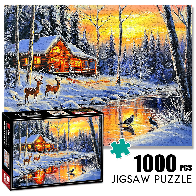 Deer Snow House Jigsaw Puzzle 1000 Pieces