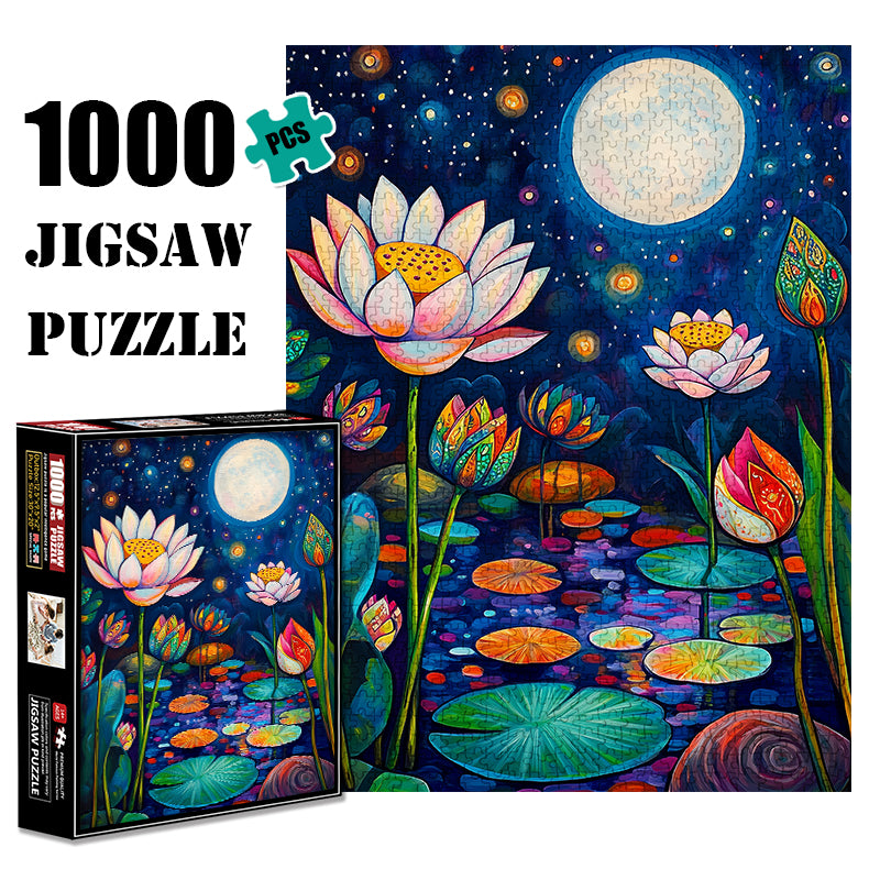 Moonlit Water Lilies 1000 Piece Jigsaw Puzzle for Adults