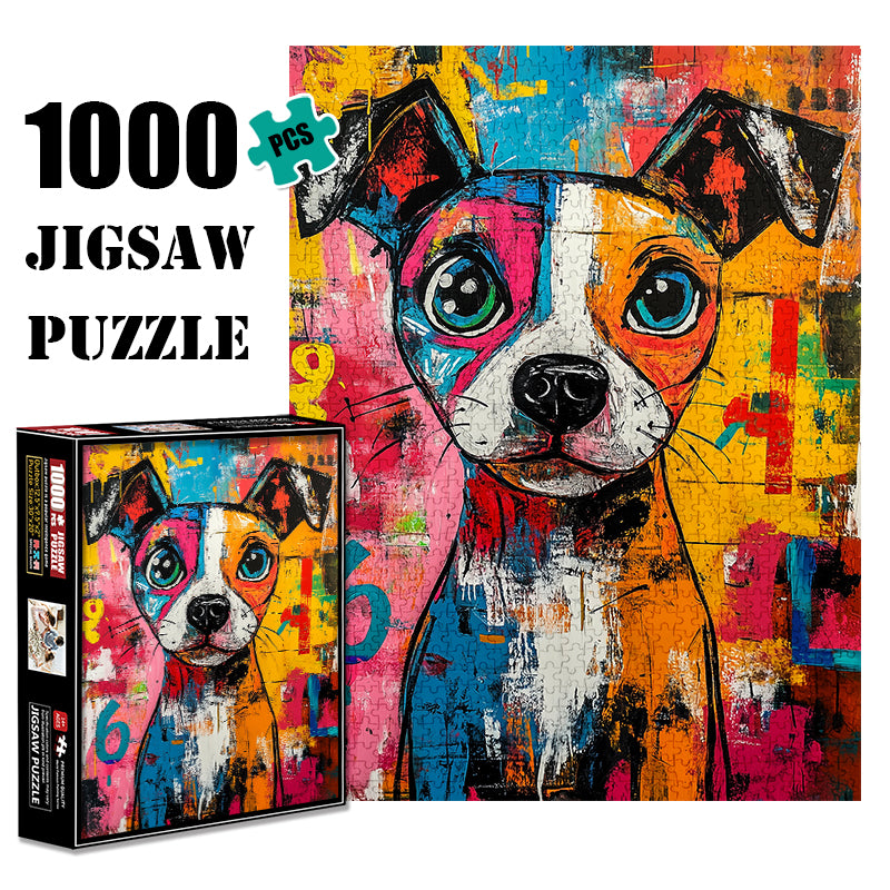 Graffiti Geometry Dog 1000 Piece Jigsaw Puzzle for Adults