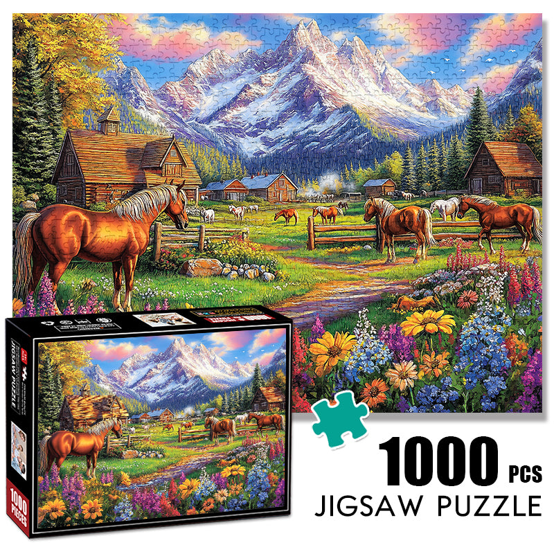 Snow Mountain Racecourse 1000 Piece Jigsaw Puzzle for Adults