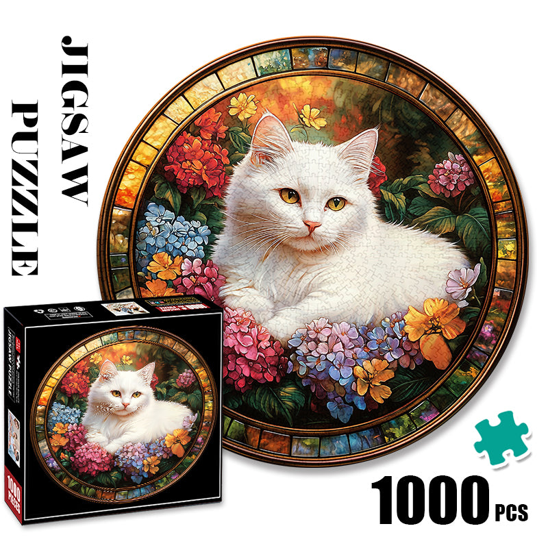 Melancholic White Cat 1000 Piece Jigsaw Puzzle for Adults