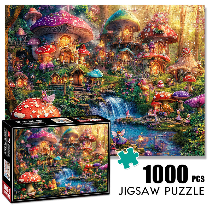 Rainbow Mushroom House Jigsaw Puzzle 1000 Pieces