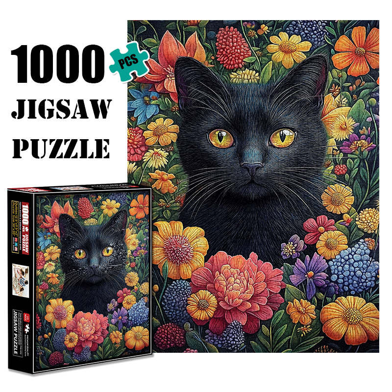 Retro Black Cat 1000 Piece Jigsaw Puzzle for Adults