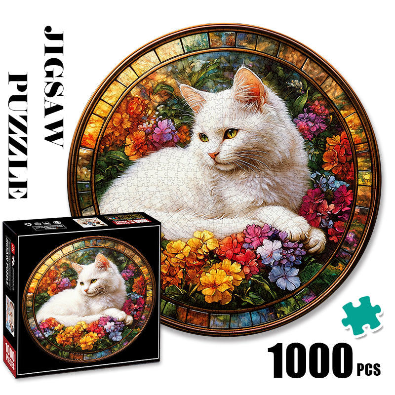 White Cat Ring 1000 Piece Jigsaw Puzzle for Adults