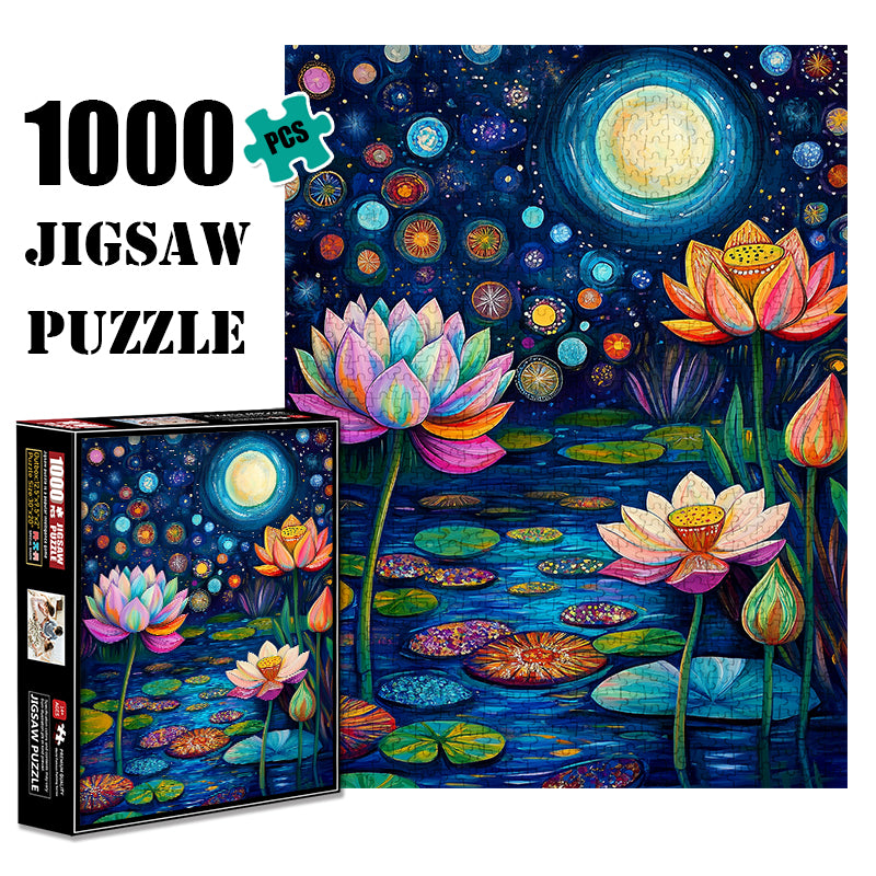 Water lilies under the moonlight  Jigsaw Puzzle 1000 Pieces