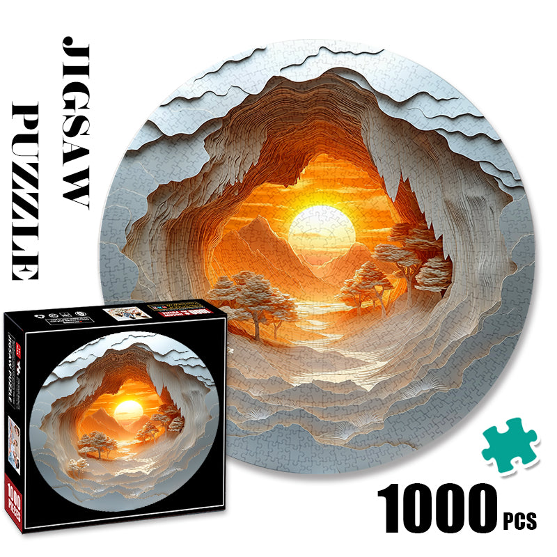 Woodcarving Sunset 1000 Piece Jigsaw Puzzle for Adults