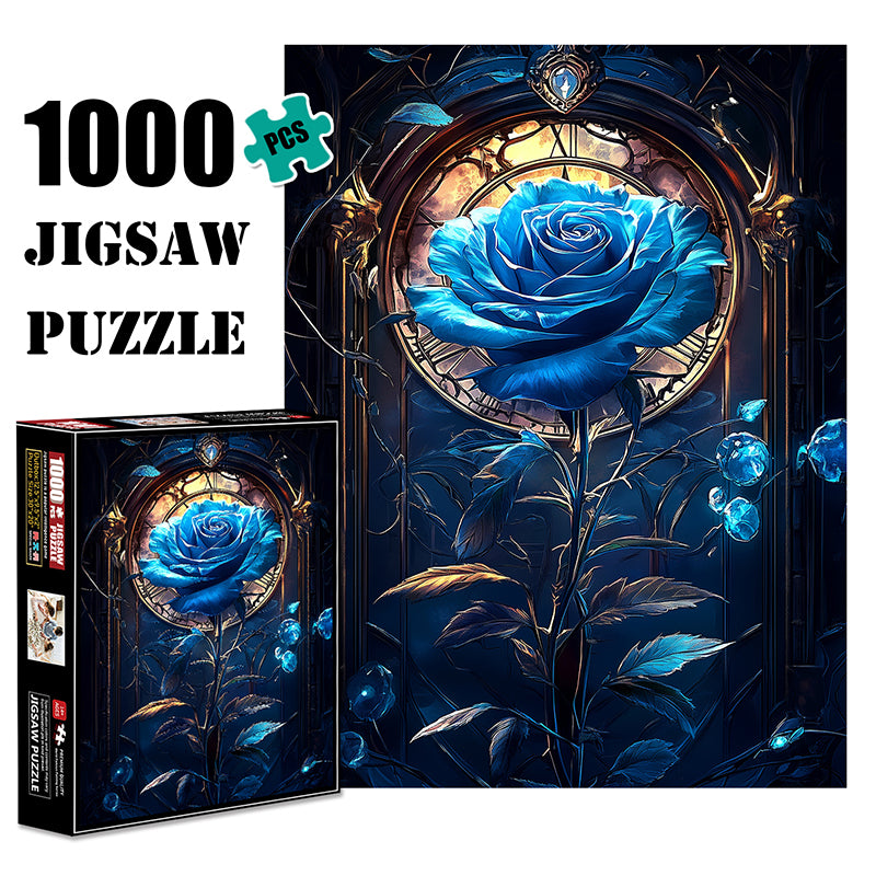 Blue Rose Clock Jigsaw Puzzle 1000 Pieces