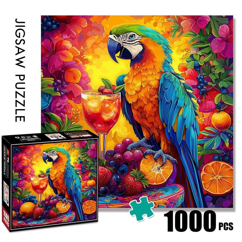 Parrot drinking juice Jigsaw Puzzle 1000 Pieces