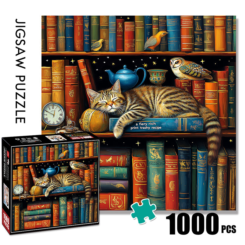 Starry Sky Bookshelf Cat Jigsaw Puzzle 1000 Pieces