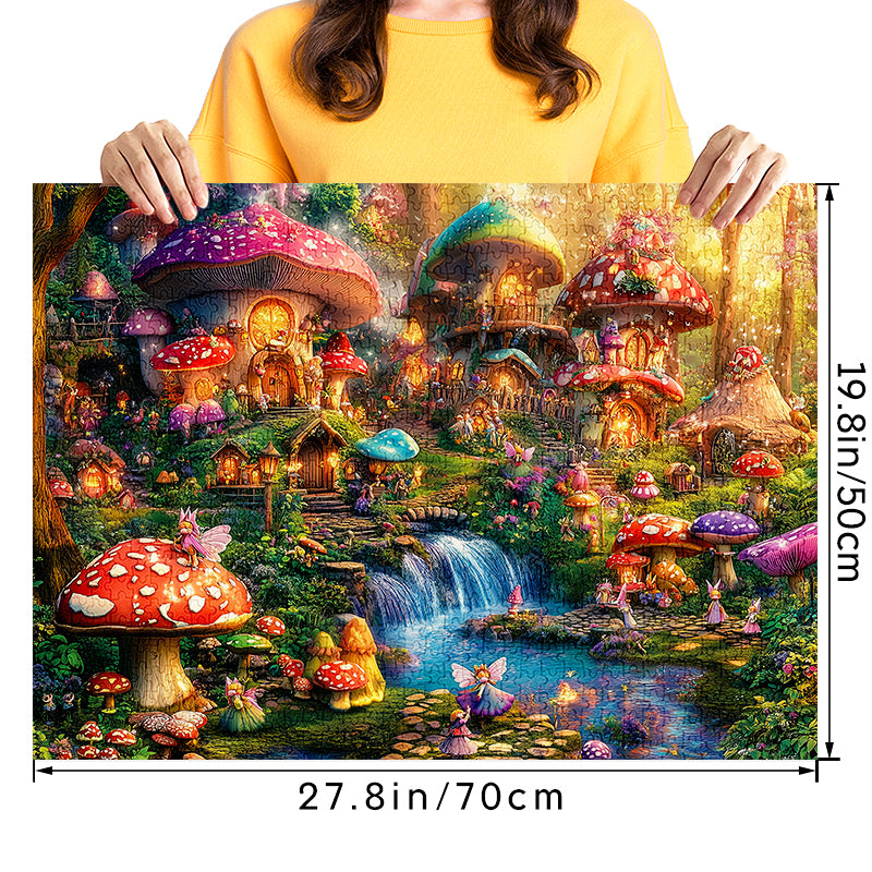 Rainbow Mushroom House Jigsaw Puzzle 1000 Pieces