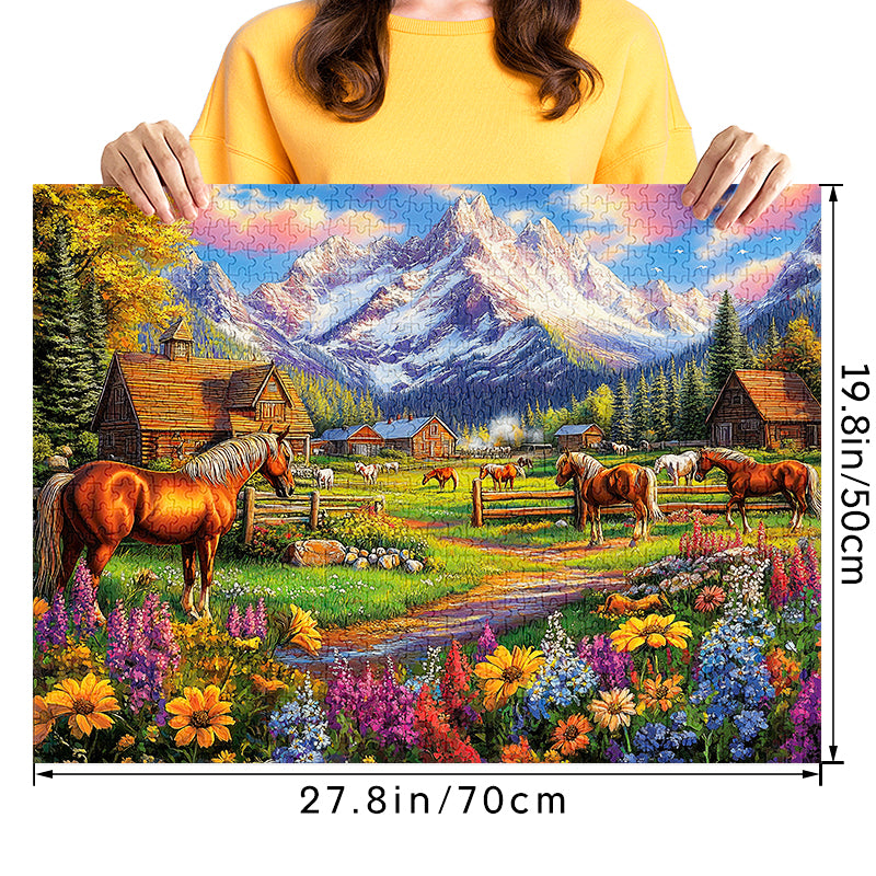 Snow Mountain Racecourse 1000 Piece Jigsaw Puzzle for Adults