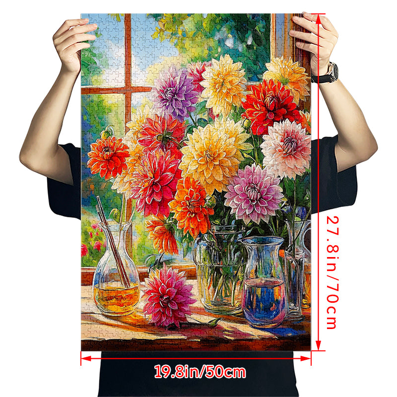 Flowers blooming on the windowsill Jigsaw Puzzle 1000 Pieces