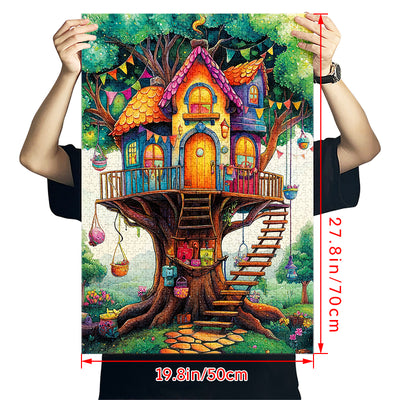 Colorful Tree House 1000 Piece Jigsaw Puzzle for Adults