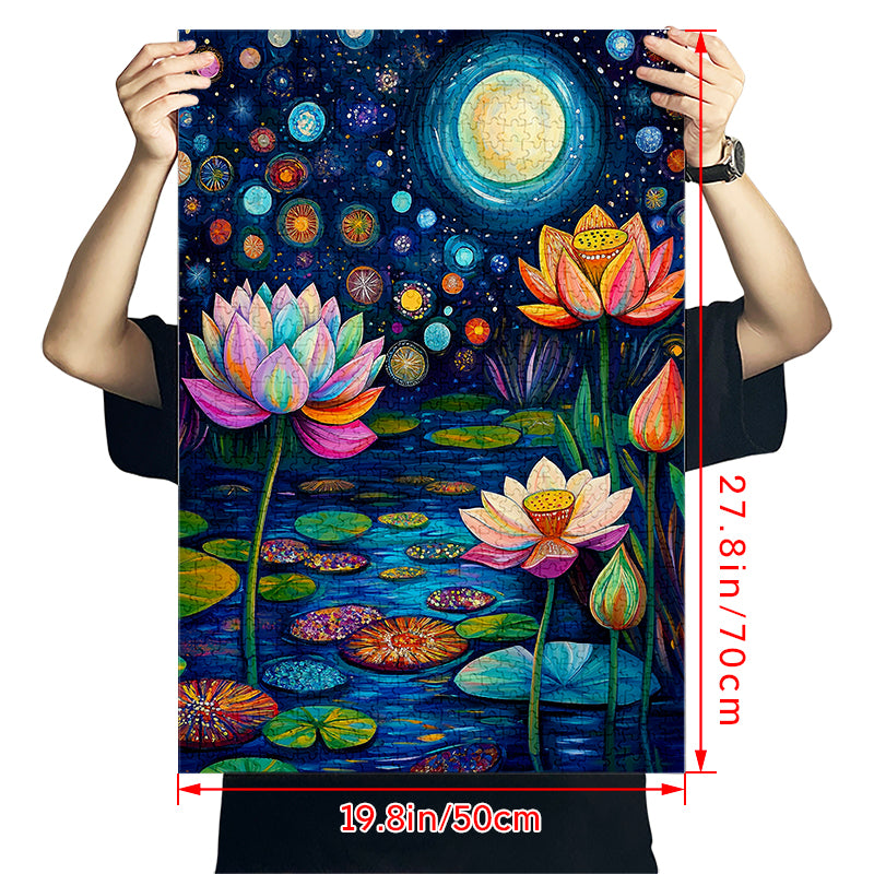 Water lilies under the moonlight  Jigsaw Puzzle 1000 Pieces