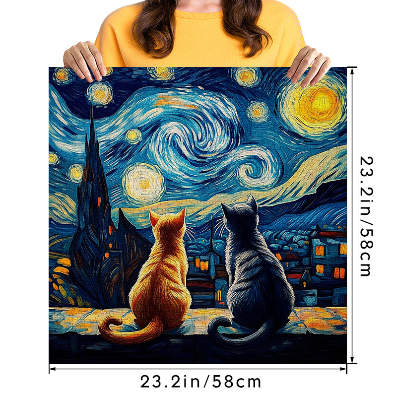 Starry Sky Couple Cat Jigsaw Puzzle 1000 Pieces