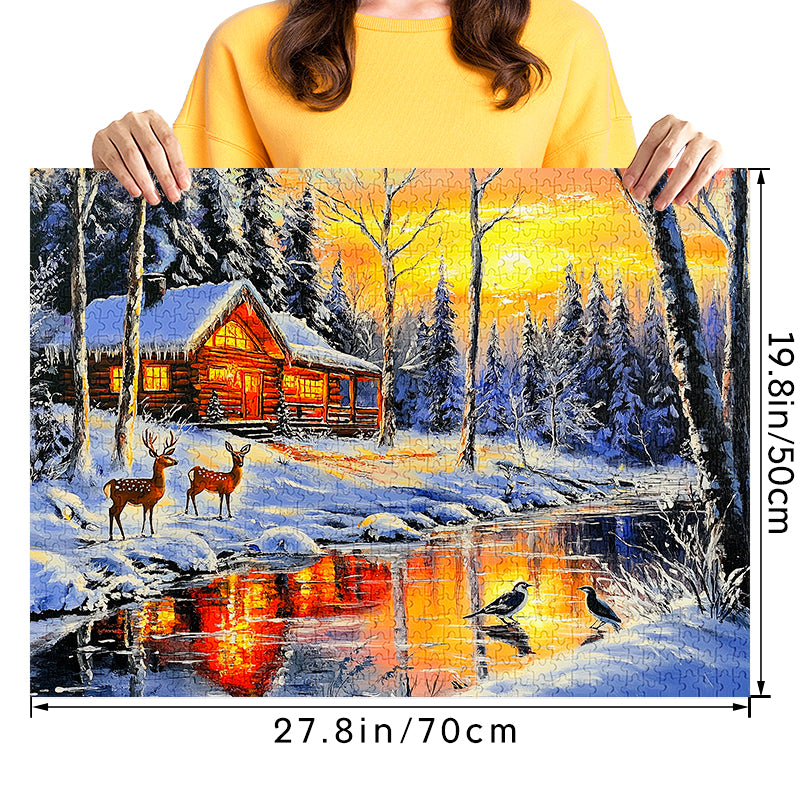 Deer Snow House Jigsaw Puzzle 1000 Pieces