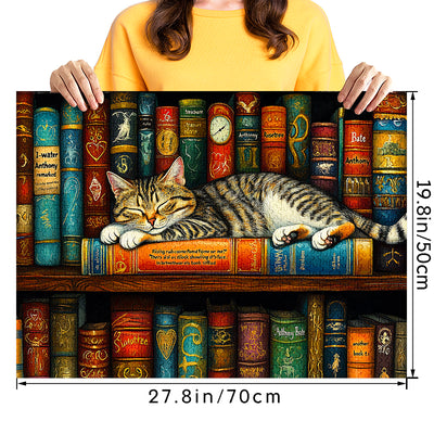 The sleeping cat on the bookshelf Jigsaw Puzzle 1000 Pieces