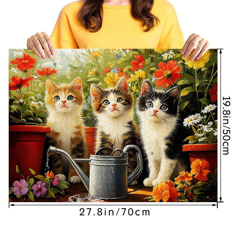 Three garden cats 1000 Piece Jigsaw Puzzle for Adults