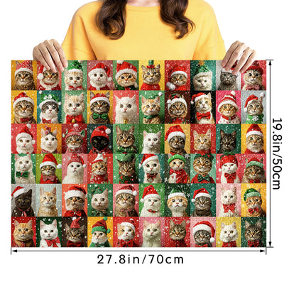 Grid Christmas Cat Jigsaw Puzzle 1000 Pieces