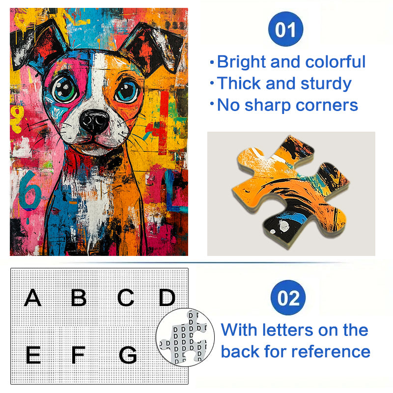 Graffiti Geometry Dog 1000 Piece Jigsaw Puzzle for Adults