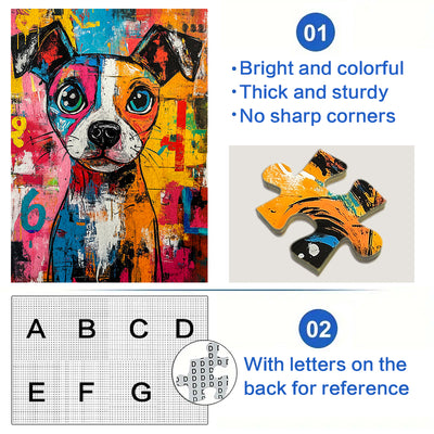 Graffiti Geometry Dog 1000 Piece Jigsaw Puzzle for Adults