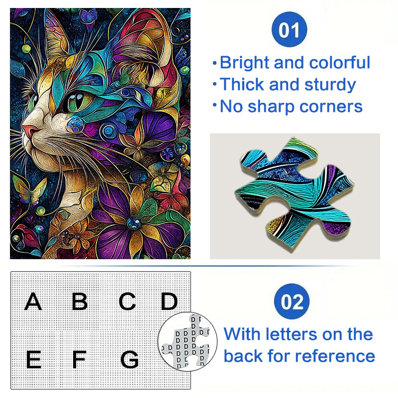 Artistic Colorful Cat 1000 Piece Jigsaw Puzzle for Adults