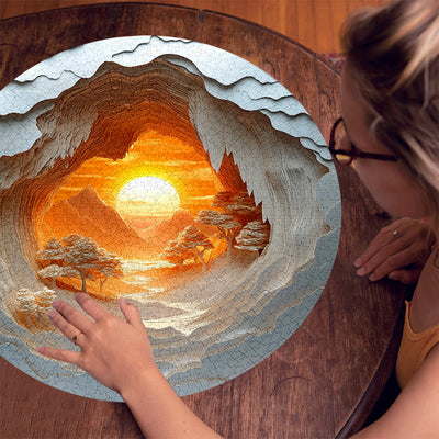 Woodcarving Sunset 1000 Piece Jigsaw Puzzle for Adults