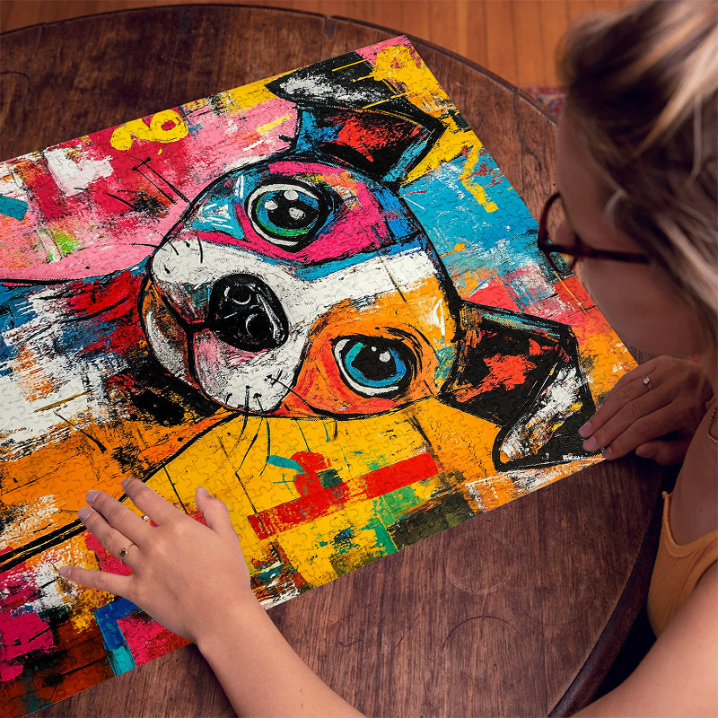 Graffiti Geometry Dog 1000 Piece Jigsaw Puzzle for Adults