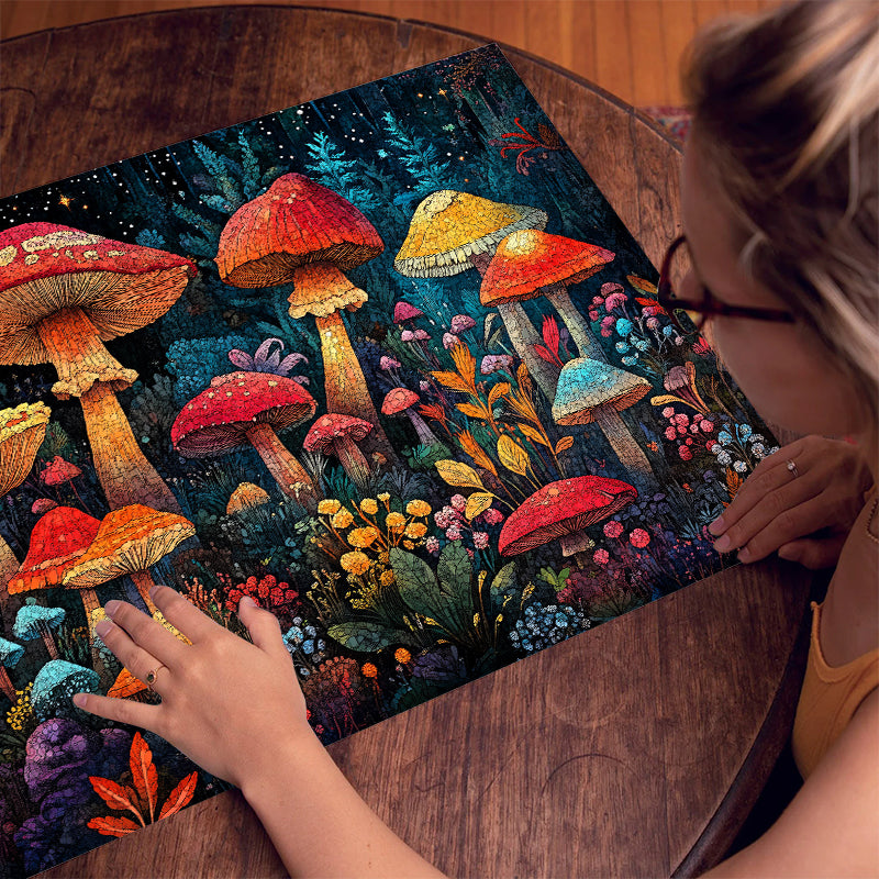 Starry Night Mushroom 1000 Piece Jigsaw Puzzle for Adults