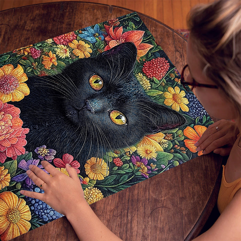 Retro Black Cat 1000 Piece Jigsaw Puzzle for Adults