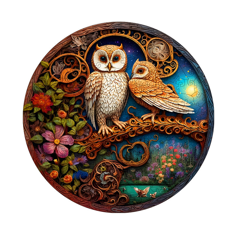 Owl Couple Wooden Jigsaw Puzzle