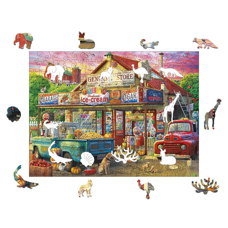 Farm Convenience Store Wooden Animal Puzzle Adult Children Christmas Birthday Gift