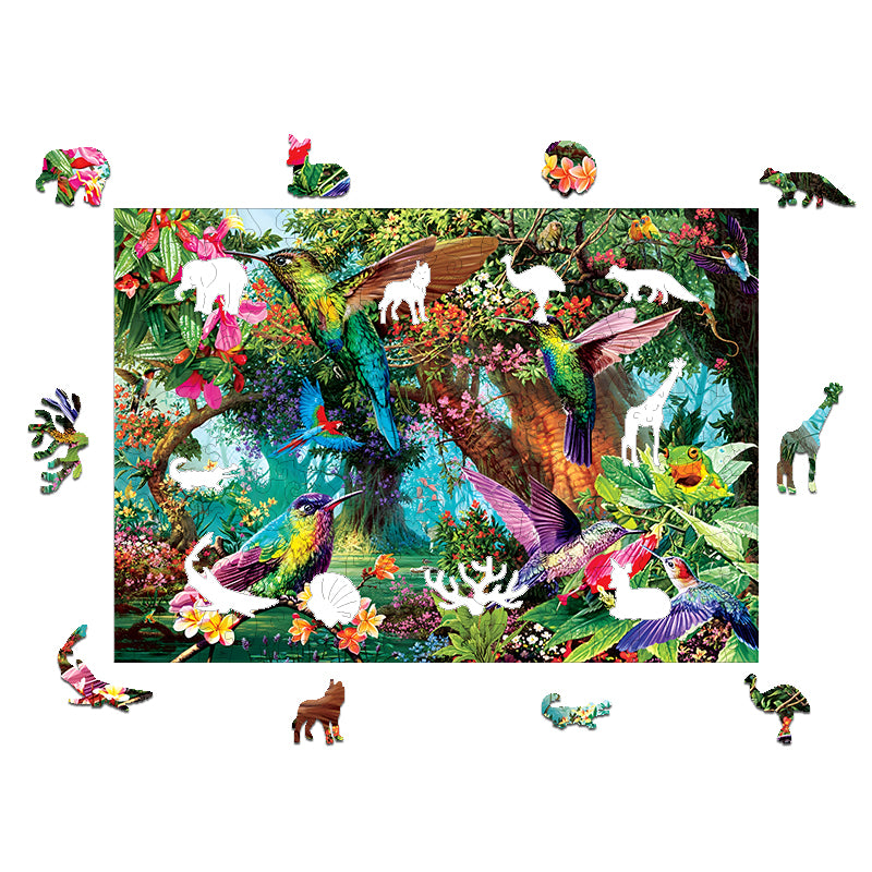 Hummingbird Kingdom Wooden Animal Puzzle Adult Kids Christmas Birthday Gift