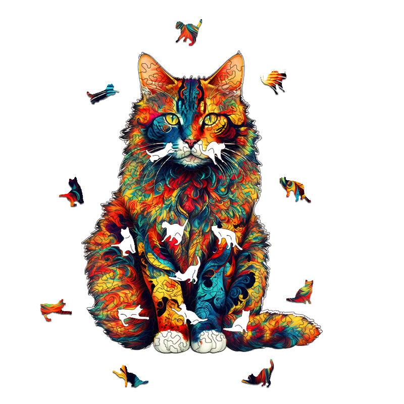 Color Changing Cat Wooden Jigsaw Puzzle