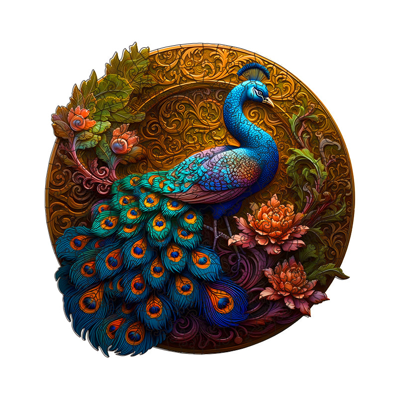 Peacock Peony Wooden Animal Puzzle Adult Children Christmas Birthday Gift