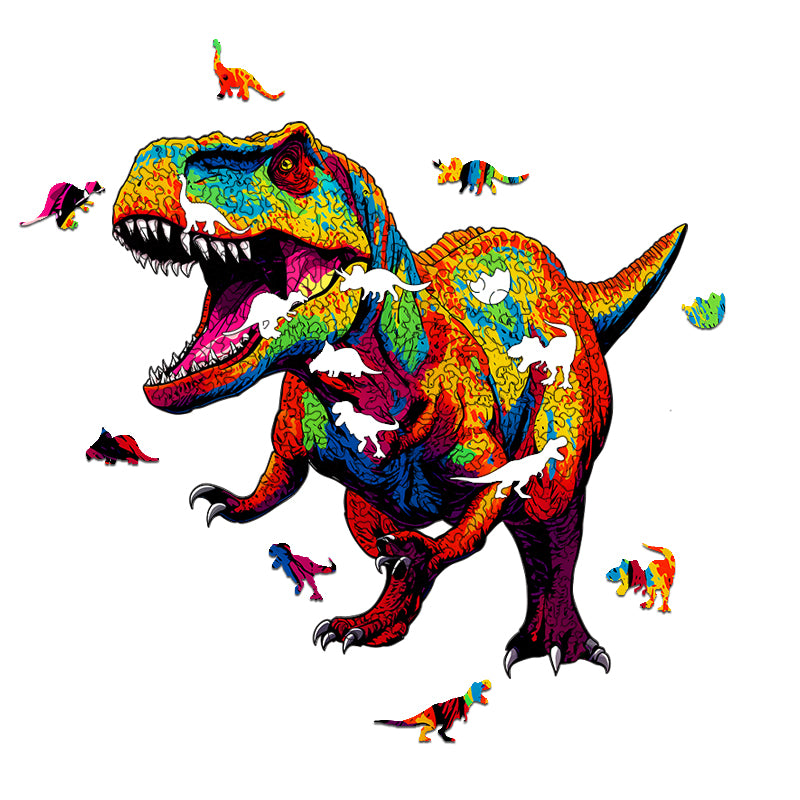 Colorful Tyrannosaurus Rex Wooden Jigsaw Puzzle