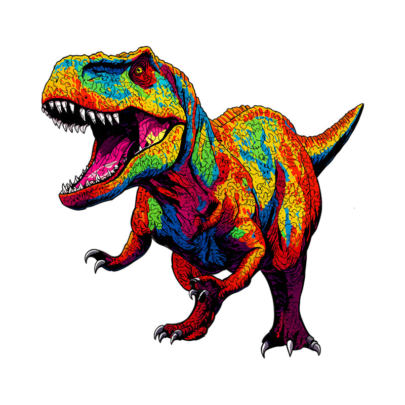 Colorful Tyrannosaurus Rex Wooden Jigsaw Puzzle