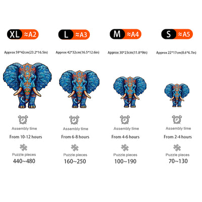 Glacier Blue Elephant Wooden Animal Puzzle Adult Children Christmas Holiday Birthday Gift