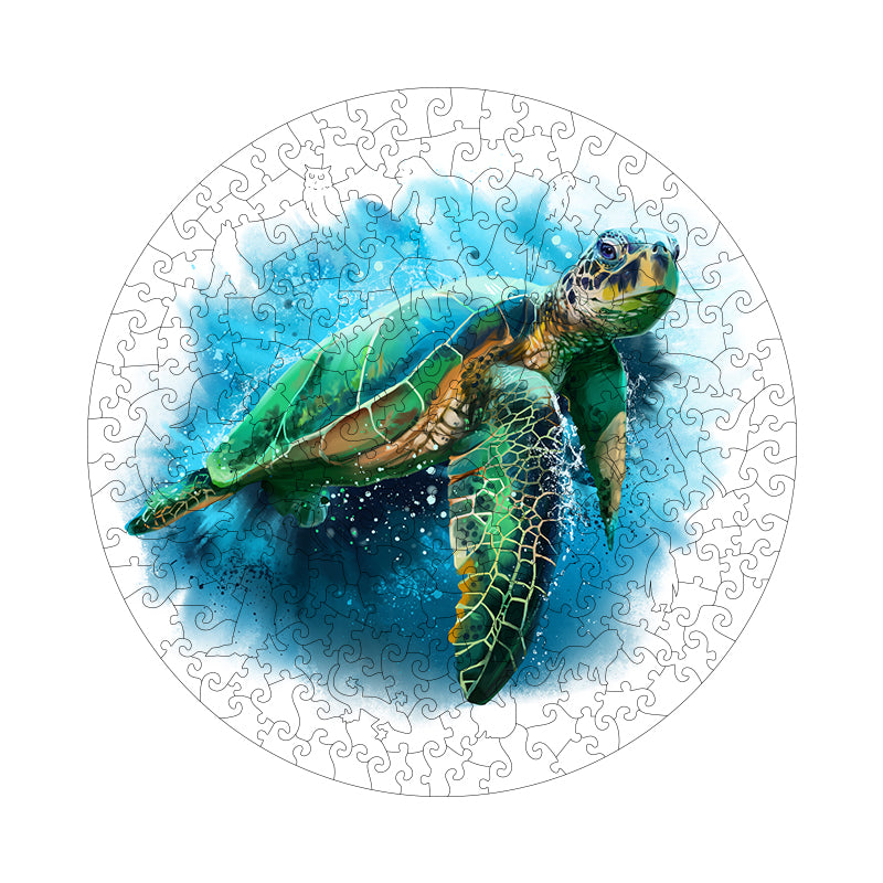 deep sea turtle Wooden Jigsaw Puzzle