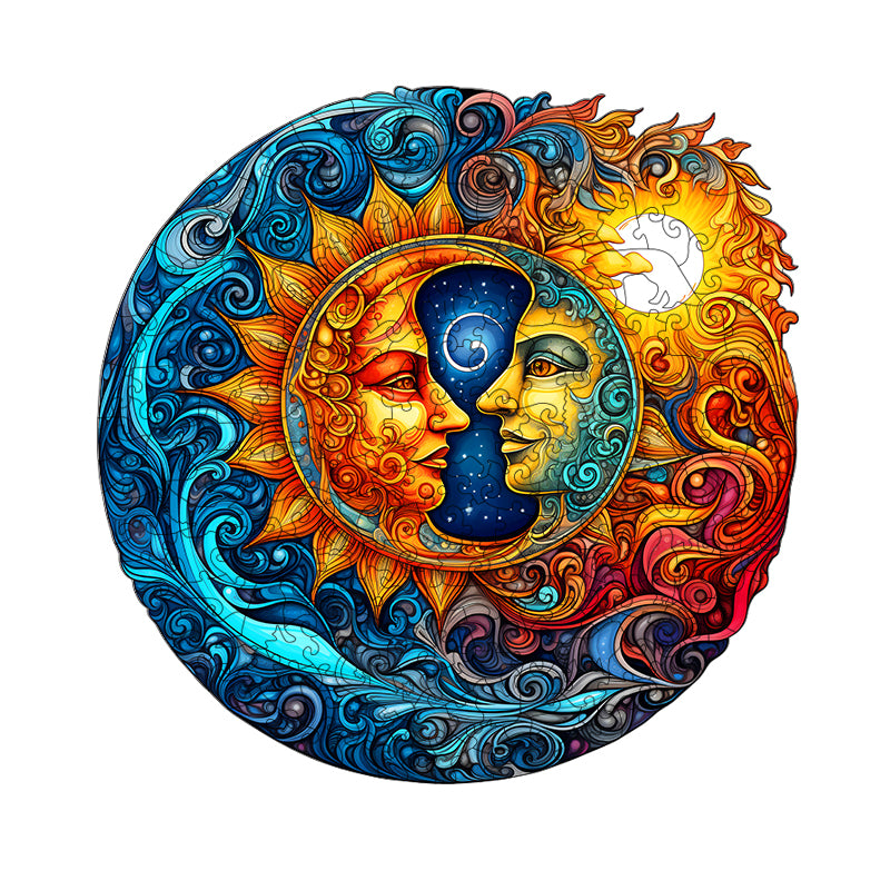 Sun, moon and stars Wooden Jigsaw Puzzle