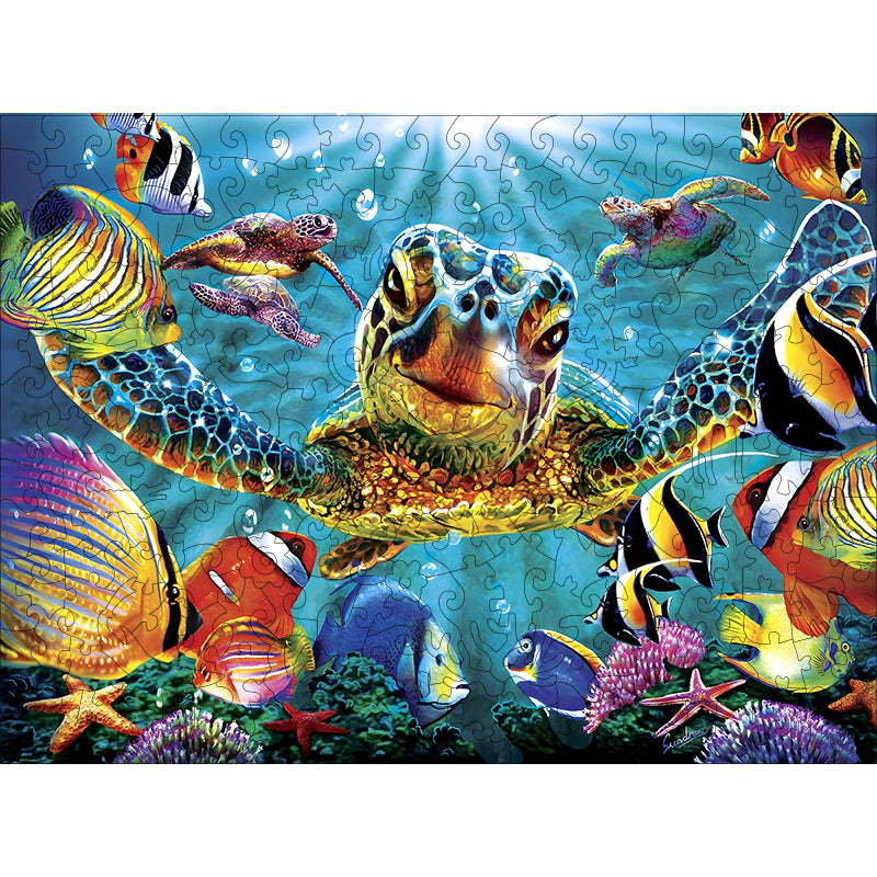 spotted sea turtle Wooden Jigsaw Puzzle