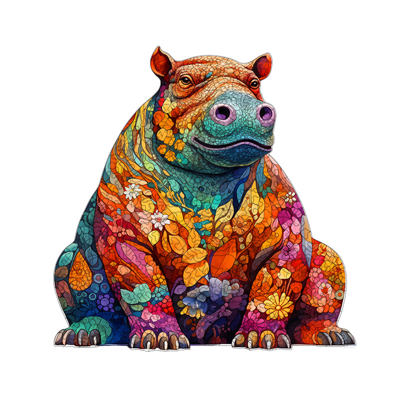 Hippopotamus variegatus Wooden Jigsaw Puzzle